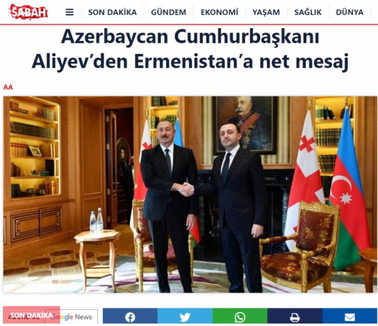 Türkiyə mediası: Prezident Əliyev Gürcüstan-Azərbaycan-Ermənistan üçtərəfli məsləhətləşmə formatı təklif edib<font color=red> - FOTOLAR</font>