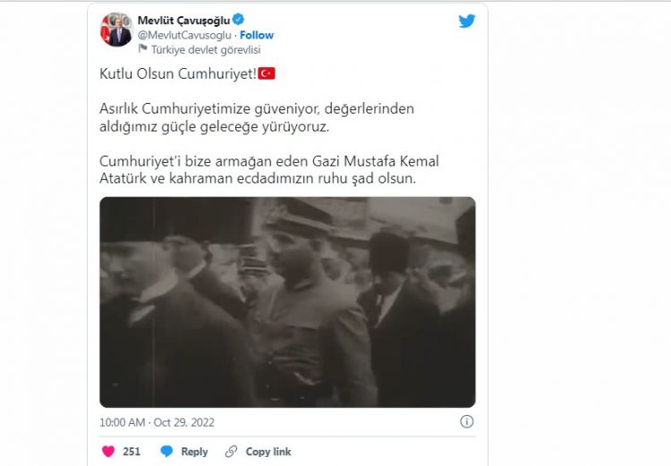 Mövlud Çavuşoğlu: “Əsrlik Cümhuriyyətimizə güvənirik”