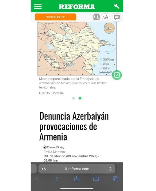 Meksika mətbuatında erməni təxribatları barədə xəbərlər davam edir