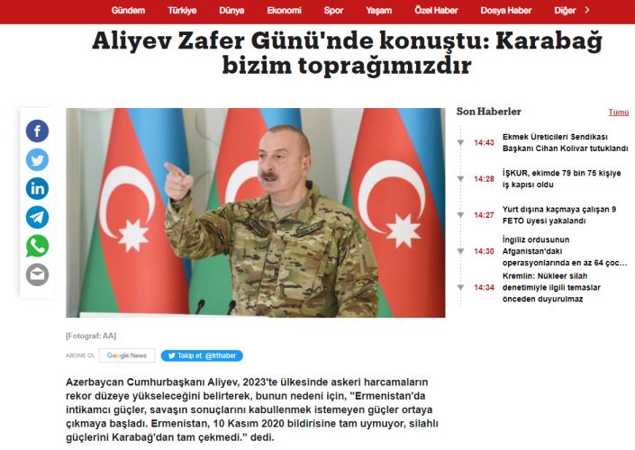 Türkiyə mediası 8 Noyabr-Zəfər Günü ilə bağlı Şuşada keçirilən tədbirə geniş yer ayırıb<font color=red> - FOTOLAR</font>