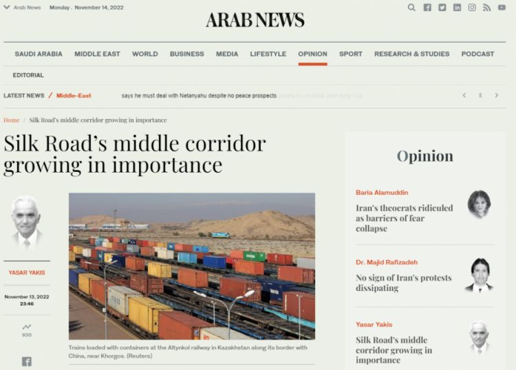 “Arabnews”: Ermənistanın Zəngəzur dəhlizinə əngəl törətməsi İpək Yolunun orta dəhlizi üçün problem yaradır