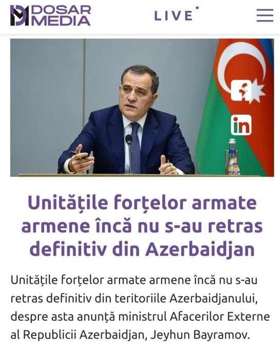 Moldova mətbuatı: Ermənistan üzərinə götürdüyü öhdəlikləri yerinə yetirmir