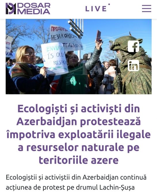 Moldova KİV-ləri Laçın-Şuşa yolundakı etiraz aksiyasından yazıb