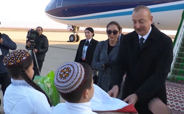Azərbaycan Prezidenti İlham Əliyev Türkmənistana işgüzar səfərə gedib<font color=red> - VİDEO</font>