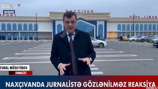 Naxçıvanda jurnalistə gözlənilməz reaksiya<font color=red> - VİDEO</font>