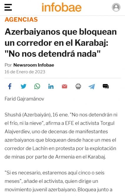 İspandilli mətbuat Laçın-Xankəndi yolunda ekofəalların etiraz aksiyasından yazıb