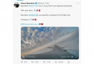 “Bayraktar Kızılelma” ikinci yoxlama uçuşunu uğurla həyata keçirib<font color=red> - VİDEO</font>