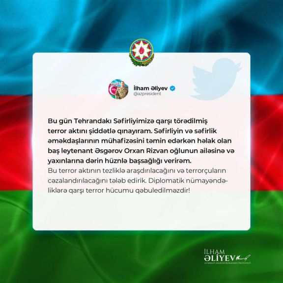 <span style='color:red'>Prezident İlham Əliyev Azərbaycanın İrandakı səfirliyinə qarşı terror aktını qınayıb</span>