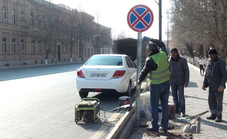 Yol nişanları yenilənir <font color=red> - VİDEO</font>