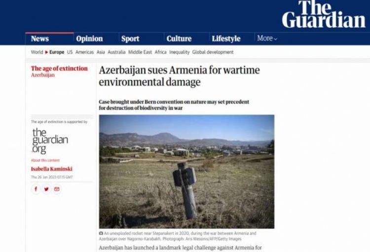  “The Guardian”: Azərbaycan Ermənistanı ətraf mühitə vurduğu ziyana görə məhkəməyə verir