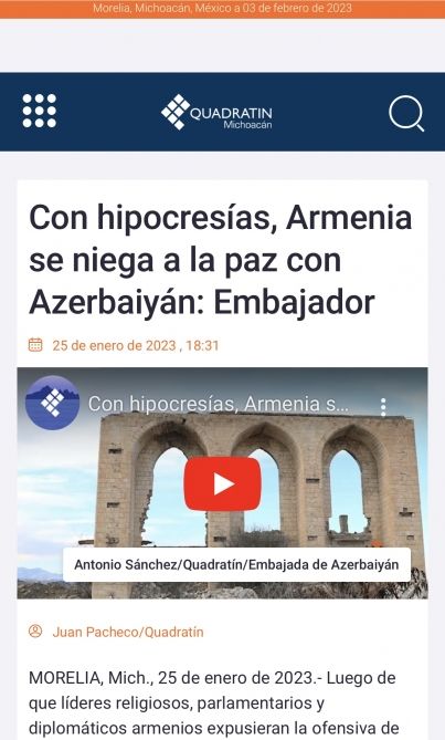 Meksika mətbuatında Ermənistan tərəfinin böhtanları növbəti dəfə ifşa olunub