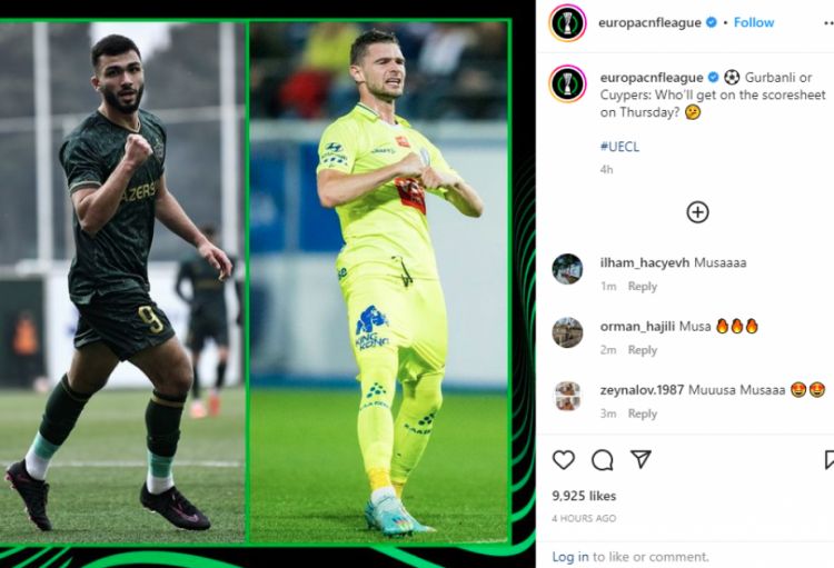 UEFA “Qarabağ”ın hücumçusu Musa Qurbanlı ilə bağlı paylaşım edib