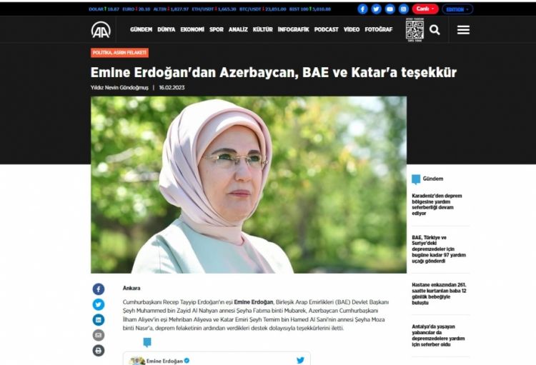 Azərbaycanın qardaş ölkəyə yardımları Türkiyə mediasının diqqət mərkəzindədir
