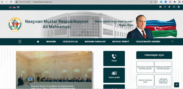 Naxçıvan Ali Məhkəməsinin saytı "GOV.AZ"a köçürülüb