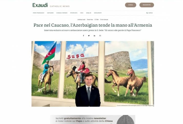 “Exaudi” saytında Azərbaycan həqiqətləri haqqında müsahibə dərc edilib