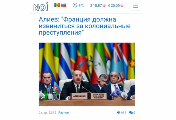 Moldova mətbuatı: Fransa qanlı müstəmləkə cinayətlərinə görə üzr istəməlidir