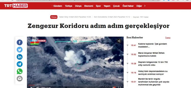 TRT Haber: Zəngəzur dəhlizi addım-addım reallaşır<font color=red> - VİDEO</font>