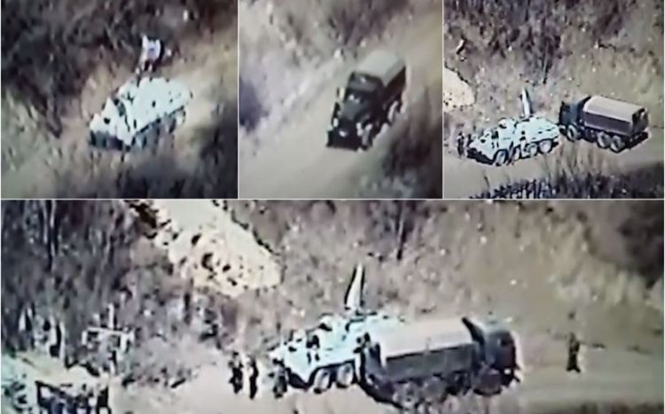 MN: "Qeyri-qanuni erməni silahlılarının sülhməramlıların müşayiəti ilə növbəti dəfə Xankəndi-Xəlfəli-Turşsu torpaq yolu ilə hərəkəti qeydə alınıb”<font color=red> - VİDEO</font>