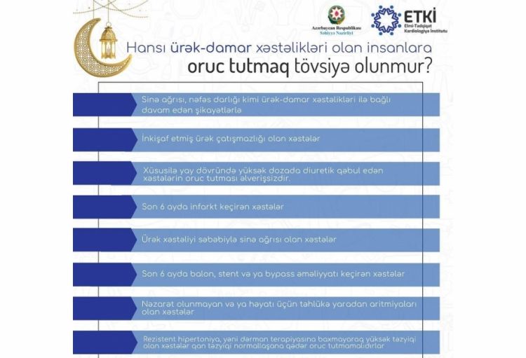 Hansı ürək-damar xəstələrinə oruc tutmaq tövsiyə olunmur?