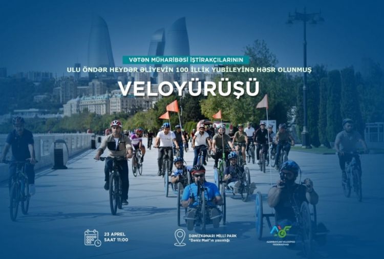 Ulu Öndər Heydər Əliyevin anadan olmasının 100-cü ildönümünə həsr edilən veloyürüş keçiriləcək