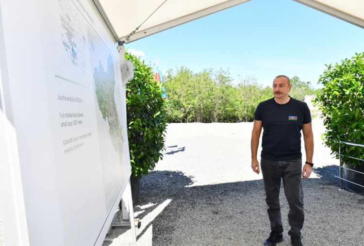 Qubadlı rayonunun Xanlıq kəndinin təməli qoyulub<font color=red> - FOTOLAR</font>