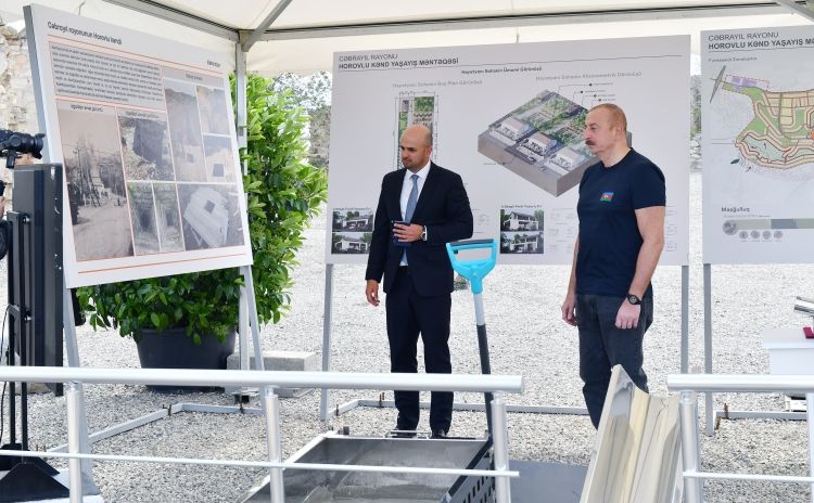 Cəbrayılın Horovlu kəndinin təməli qoyulub<font color=red> - FOTOLAR</font>