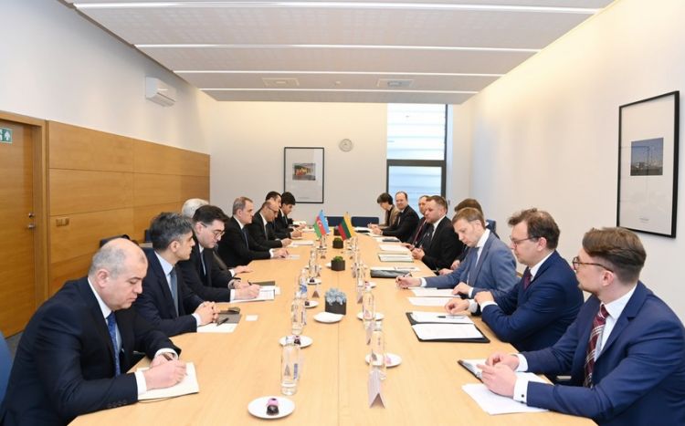 Ceyhun Bayramov litvalı həmkarı ilə görüşüb