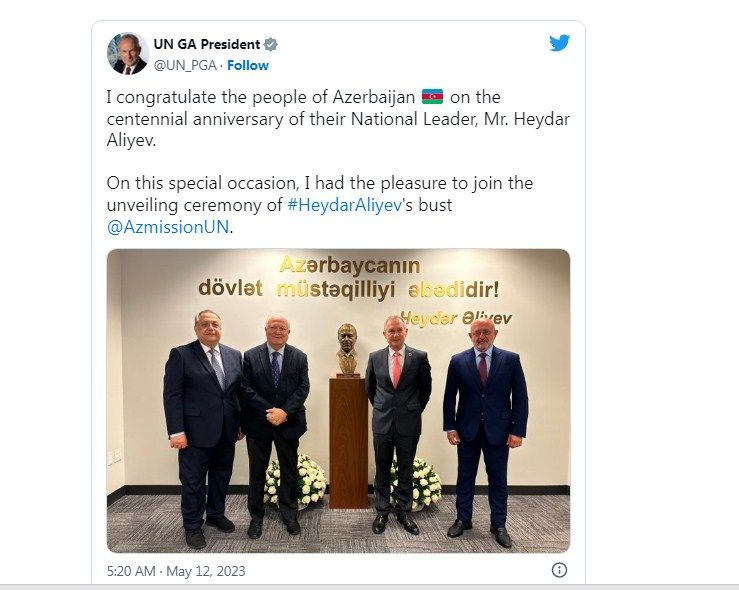 BMT Baş Assambleyasının sədri Azərbaycan xalqını təbrik edib