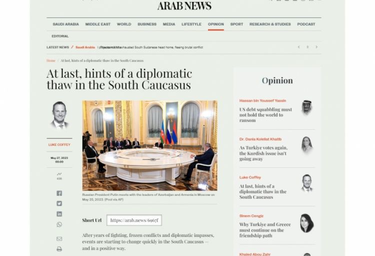 “Arabnews”: Cənubi Qafqazda “dondurulmuş” münaqişə əriyir