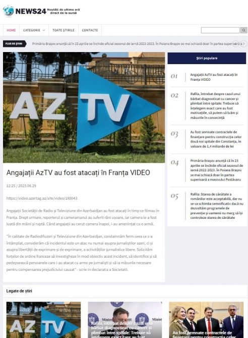 Teodora Marin: Fransada AzTV-nin əməkdaşlarının hücuma məruz qalması qəbuledilməzdir