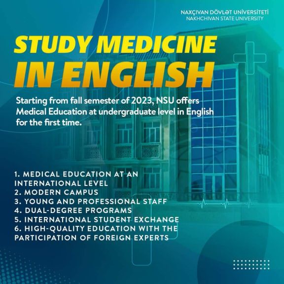 Naxçıvan Dövlət Universiteti  İngilisdilli tibb ixtisasına tələbə qəbulu elan edib<font color=red> - FOTOLAR</font>