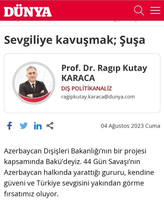 Sevgiliye kavuşmak; Şuşa...