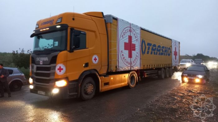 Rusiya Qızıl Xaç Cəmiyyətinin yük avtomobili Xankəndidən Ağdama qayıdıb