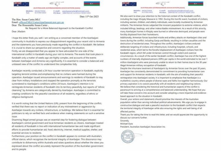 İcmamız avstraliyalı deputatlardan Qarabağ məsələsinə qərəzsiz və balanslı yanaşma tələb edib