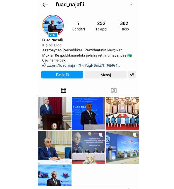 Prezidentin səlahiyyətli nümayəndəsi Fuad Nəcəflinin adından saxta instaqram hesabı açılıb