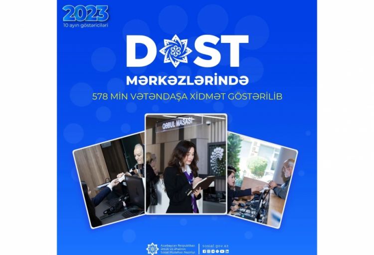 Bu ilin 10 ayında DOST mərkəzlərində 578 min vətəndaşa xidmət göstərilib