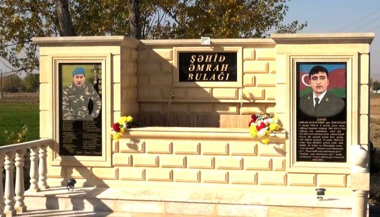 Şəhid Əmrah İsmayılovun doğulduğu kənddə bulaq-abidə ucaldılıb<font color=red> - VİDEO</font>