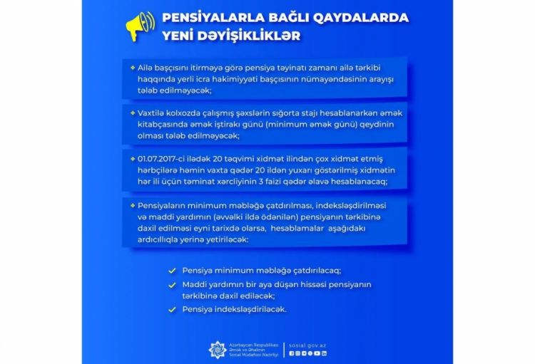 Pensiyalarla bağlı qaydalarda yeni dəyişikliklər edilib