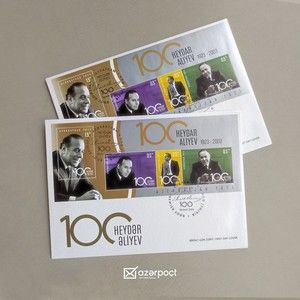 Heydər Əliyevin 100 illik yubilieyinə həsr olunmuş poçt markaları buraxılıb<font color=red> - FOTOLAR</font>