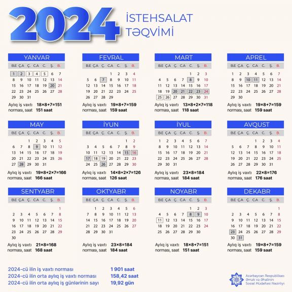 2024-cü il üçün qeyri-iş günləri açıqlanıb