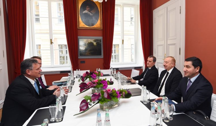 Münxendə Prezident İlham Əliyev ilə Avropa Komissiyasının İcraçı vitse-prezidentinin görüşü olub<font color=red> - FOTOLAR</font>