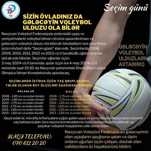 Naxçıvan Voleybol Federasiyası gələcəyin voleybol ulduzlarını axtarır