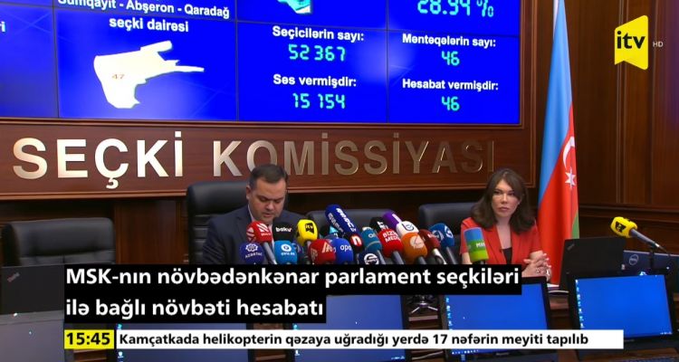 Saat 15:00-a olan seçici fəallığı: Seçicilərin 29,49 faizi səsvermə hüququndan istifadə edib