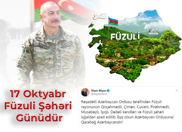 Bu gün Füzulinin işğaldan azad olunmasından dörd il ötür