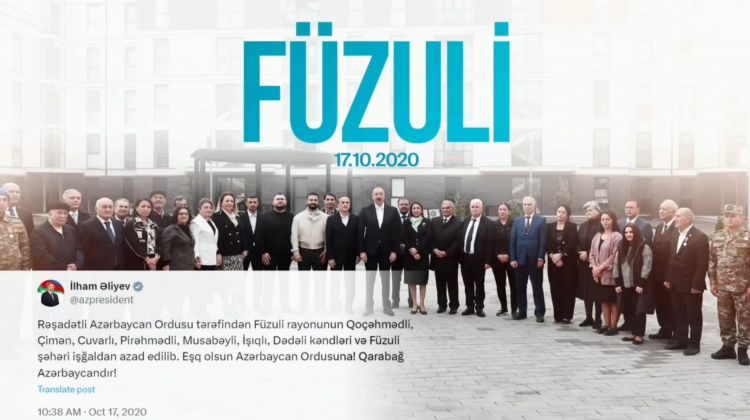 Prezident İlham Əliyev Füzuli şəhəri Günü ilə bağlı paylaşım edib<font color=red> - VİDEO</font>