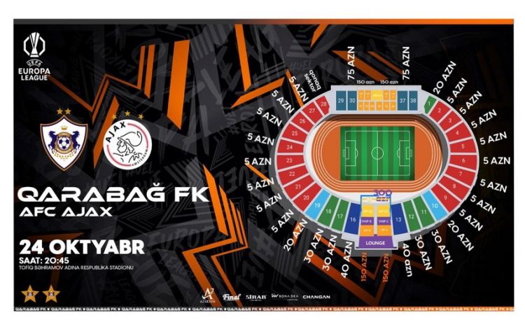 UEFA Avropa Liqası: "Qarabağ" - "Ayaks" matçının biletləri bu gün satışa çıxarılacaq