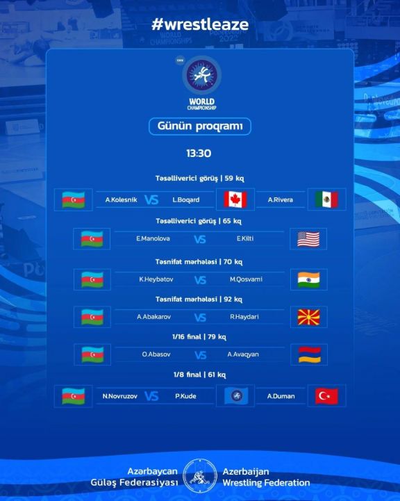 Azərbaycanın sərbəst güləşçiləri dünya çempionatında mübarizəyə başlayır