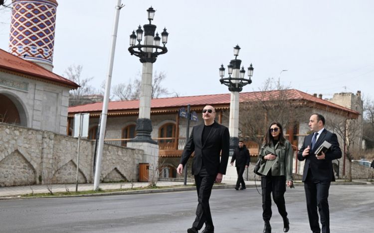 Prezident İlham Əliyevin sosial şəbəkə hesablarında Şuşaya səfərdən görüntülər paylaşılıb