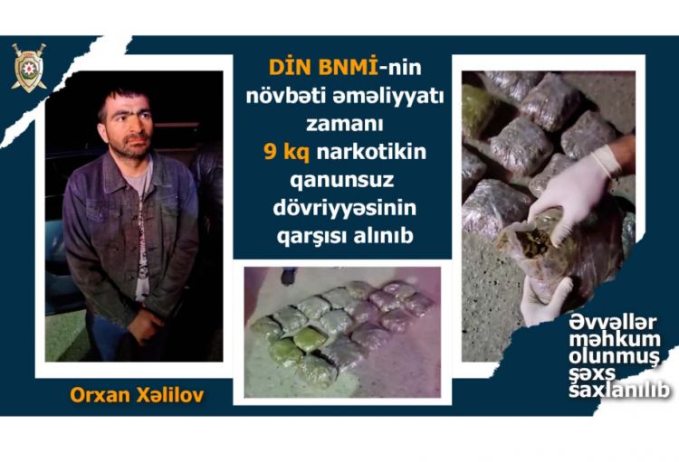 Doqquz kiloqramdan çox narkotikin qanunsuz dövriyyəsinin qarşısı alınıb