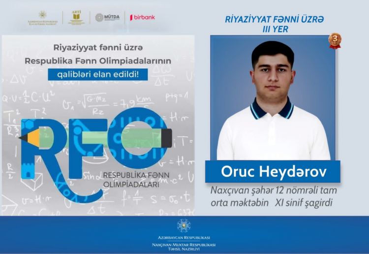Daha bir Naxçıvan məktəblisi Respublika Fənn Olimpiadasında  qalib old